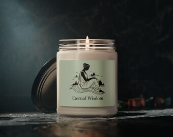 Eternal Wisdom Candle, Mythic Minimalism Sojaglas stoische Philosophie Kunst