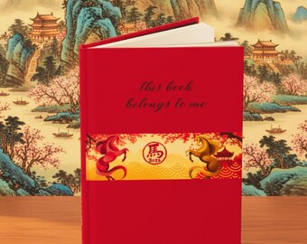 Chinese Year of the Horse Red Hardcover Journal  Lunar New Year Keepsake