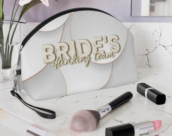 Bride's Wedding Team Makeup Bag | Personalized Name Cosmetic Pouch