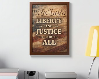 We the People Constitution Liberty and Justice For All Poster | Framed Multi-Color