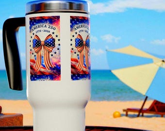 Tazza da viaggio patriottica America 250 da 414 ml in acciaio inossidabile con manico