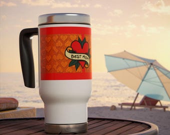 Mom Travel Mug | 14oz Insulated Stainless Steel Tumbler with Handle