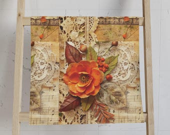 Toalla de mano vintage con estampado floral y encaje / Toalla de cocina rústica de estilo campestre