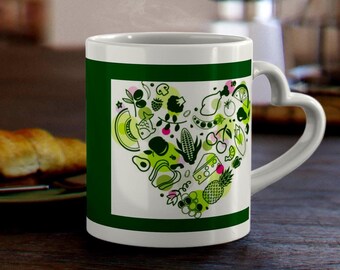 Moederdag hartmok groen voedsel hart illustratie koffiekopje