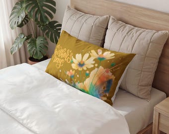 Mother's Day floral watercolor Pillow Sham | daisies, mustard yellow accent