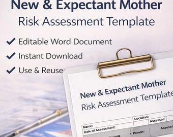 New & Expectant Mother Risk Assessment Template UK | Pregnant Employee Workplace Assessment | Editable Word Document