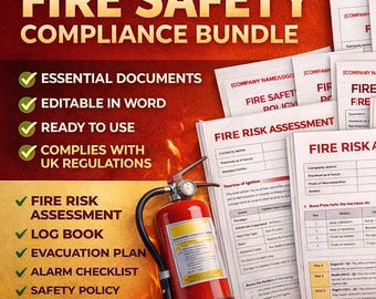 Fire Safety Compliance Bundle UK | Fire Risk Assessment, Log Book, Policy,| HSE Compliant Templates (Word Docs)