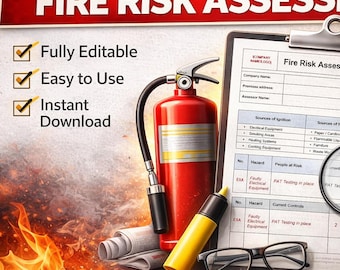 Fire Risk Assessment Template UK | Editable Word Document | HSE Compliant Fire Safety Form (Instant Download)