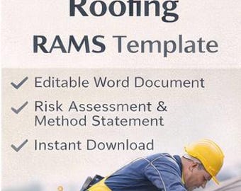 Roofing RAMS Template | Method Statement | Editable Document | Health Safety Template