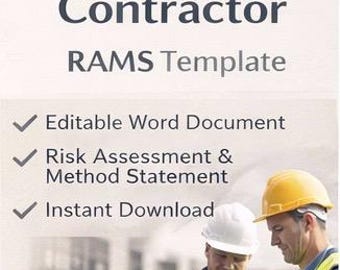 Contractor RAMS Template | Method Statement | Editable Word Doc | Health Safety for Contractors
