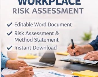 Workplace Risk Assessment | Editable Word Safety Document | Health & Safety Form | Instant Download