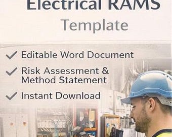 Electrical RAMS Template | Method Statement | Editable document | Health Safety Template