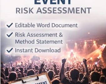 Event Risk Assessment Template | Editable Word Safety Document | Workplace Health & Safety Form | Instant Download