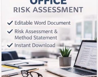 Office Risk Assessment | Editable Word Safety Document | Workplace Health & Safety Form | Instant Download