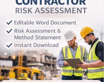 Contractor Risk Assessment Template | Editable Word Safety Document | Workplace Health & Safety Form | Instant Download