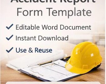 Accident Report Form Template | Workplace Incident Health Safety (Word Download)