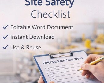 Site Safety Checklist Template | Construction Inspection Audit (Editable Word Document)