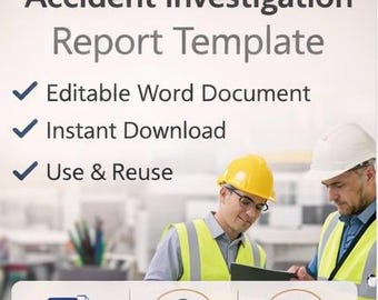 Accident Investigation Report | Incident H&S Form | Safety Template | Instant Word Download