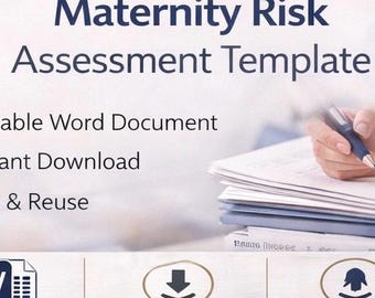 Maternity Risk Assessment Template UK | Workplace Compliance Form | Pregnant Employee Safety Document | Instant Download