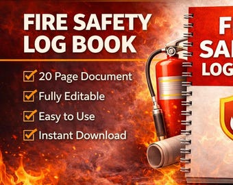 Fire Safety Log Book Template UK | 20 Page Editable Fire Safety Document | HSE Compliant Audit (Instant Download)