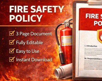 Fire Safety Policy Template UK | Editable Word Document | HSE Compliant Fire Policy (Instant Download)