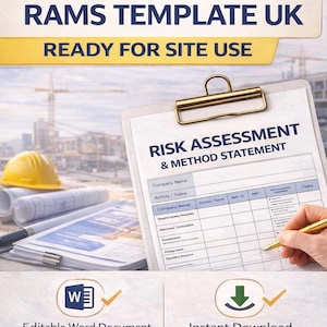 RAMS Template | Risk Assessment & Method Statement | Editable Word | Construction Safety Document