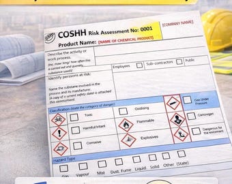 COSHH Risk Assessment Template | Chemical Safety Form (Word Document)