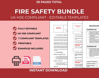 UK Fire Safety Compliance Bundle | Risk Assessment, Log Book, Policy (Word Docs)