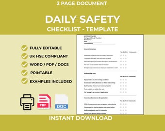 Daily Safety Checklist Template | Workplace Inspection Audit (Word Download)
