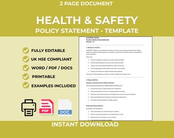 Health & Safety Policy Statement Template | Workplace Safety (Word Download)