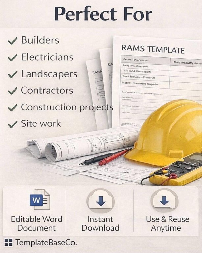 RAMS Template | Risk Assessment & Method Statement | Editable Word ...