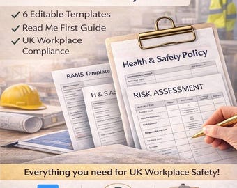 Small Business Health & Safety Pack Bundle | RAMS | Risk assessment Editable Word Templates (Digital Download)