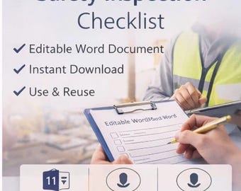 Workplace Safety Inspection Checklist Template | Editable Word Document (Instant Download)
