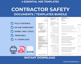 Contractor Safety Documents Bundle | RAMS, Risk Assessment, Checklist (Word Download)