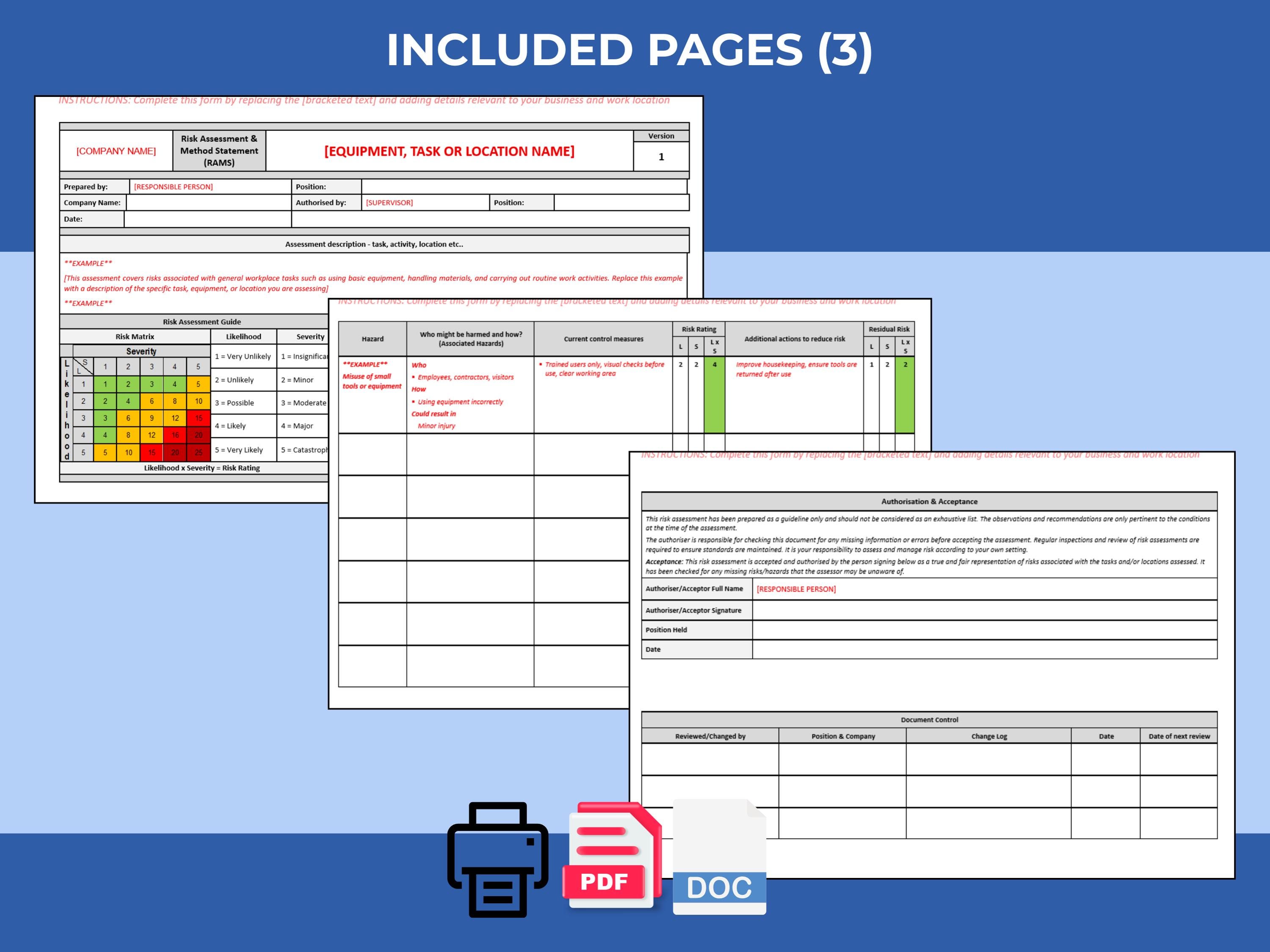 Demolition RAMS Template | Editable Word Doc | Risk Assessment & Method ...