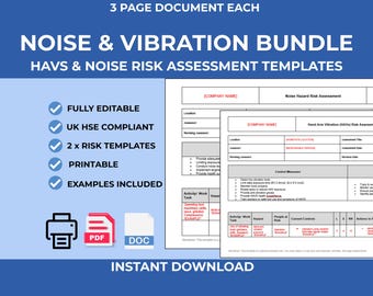 UK Noise & Vibration Risk Assessment Templates | HAVS, HSE Compliant (Word Download)