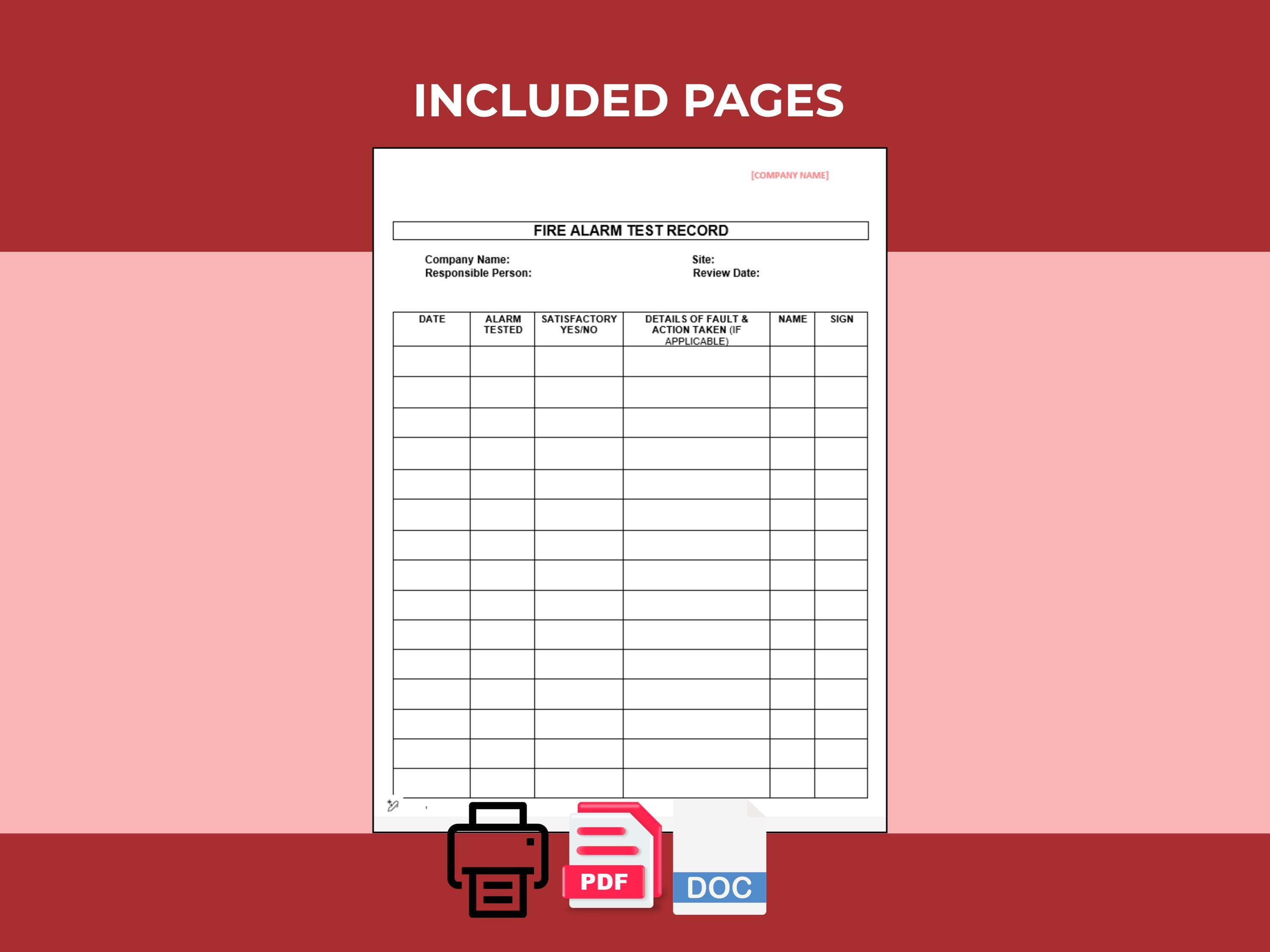 Fire Safety Drill Weekly Log Template | UK HSE Compliant Record Sheet ...