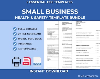 Pacchetto salute e sicurezza per piccole imprese / RAMS / Modelli Word modificabili per la valutazione dei rischi (download digitale)