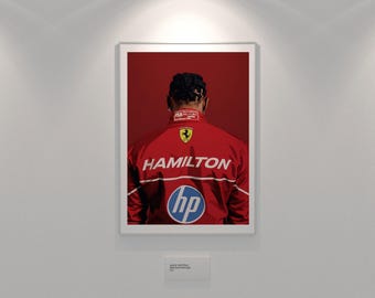 Lewis Hamilton F1 Poster, Ferrari Racing Art (Digital Download)