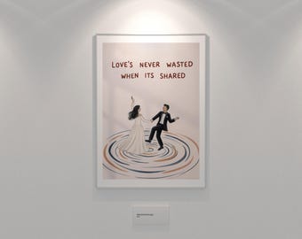Couple Dancing Art Print, Love Quote, Minimalist Valentine's Decor