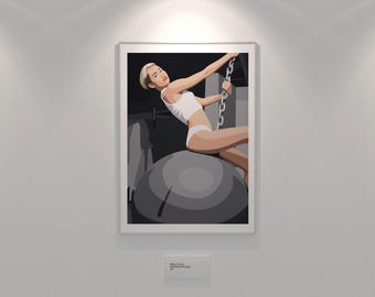 Miley Cyrus Wrecking Ball Wall Art, Wallpaper, Room Decor, Print, Digital Download