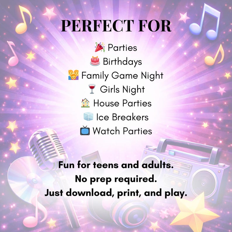 Classic Rock Finish Lyrics Game | Music Trivia Party Printable (Instant Download) image 4