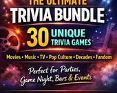 Ultimate Trivia Bundle 30 Games, Printable Trivia Night Pack, Movie Music TV Pop Culture Trivia, Bar Trivia, cult classic trivia, Instant