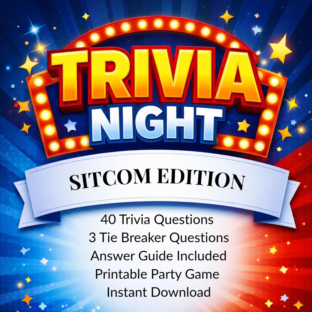 Sitcom Trivia Game Printable, TV Show Trivia Night Quiz, Classic Sitcom ...
