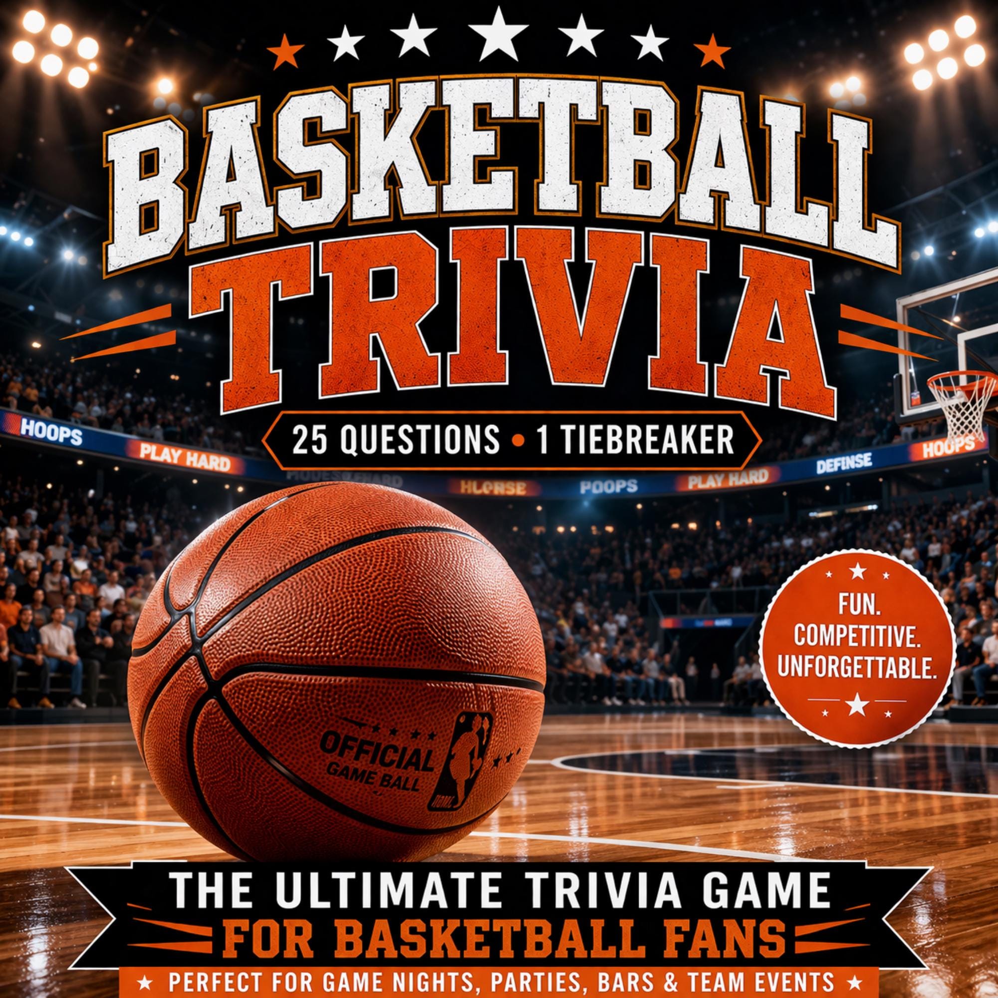 Basketball Trivia Game Printable, NBA Trivia Questions, Sports Bar ...