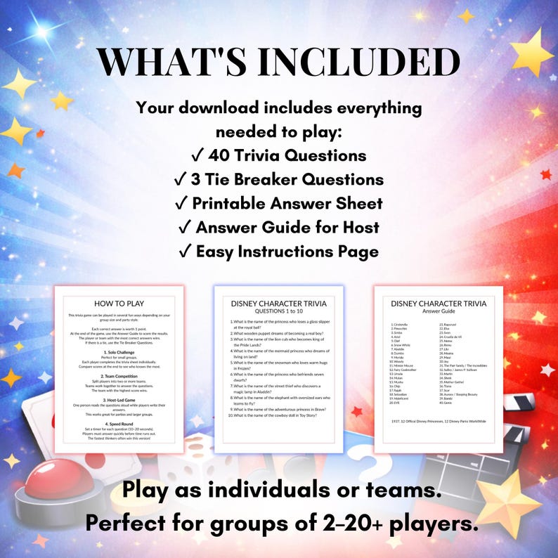 Disney Character Trivia Game Printable, Disney Trivia Party Game ...