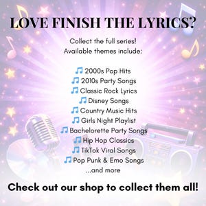Classic Rock Finish Lyrics Game | Music Trivia Party Printable (Instant Download) image 5