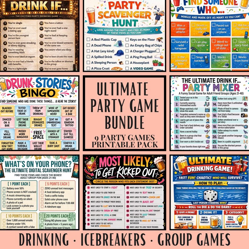 Ultimate Party Game Bundle, Adult Party Games Printable, Drinking Games ...