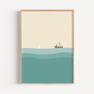 Jesus Walking on Water Wall Art | Minimalist Christian Print | Modern Bible Story Print