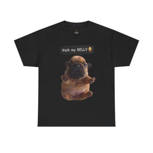 Camiseta "Pibble Wash My Belly", meme engraçado de cachorro filhote, camiseta para quem gosta de memes de cachorros.